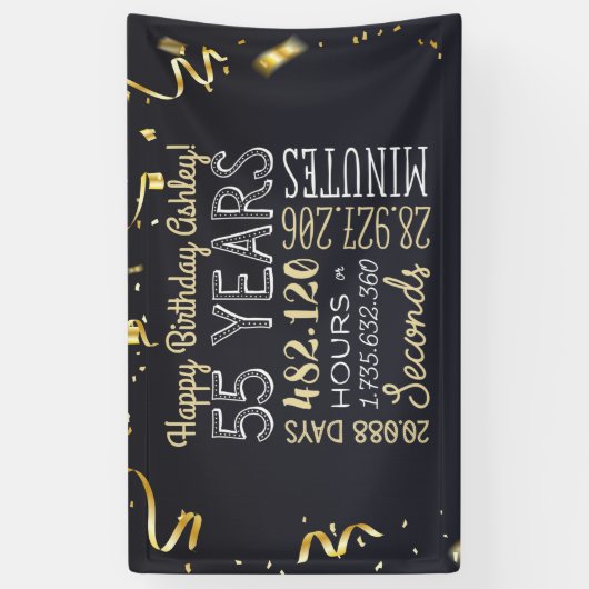 55e jaarbanner - 55 jaar in uren en seconden spandoek (Verticaal)