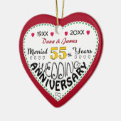 55e Jubileum cadeau hartvormige kerst Keramisch Ornament (Links)