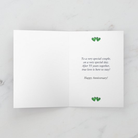 55e Jubileum Emerald Hearts (groot) Kaart (Binnen)