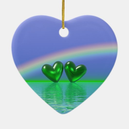 55e Jubileum Emerald Hearts Keramisch Ornament (Achterkant)