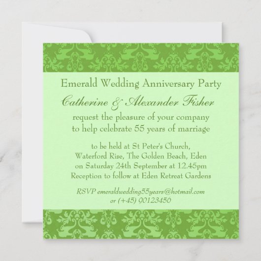 55e Mariage d'Emeraude Invitation (Dos)