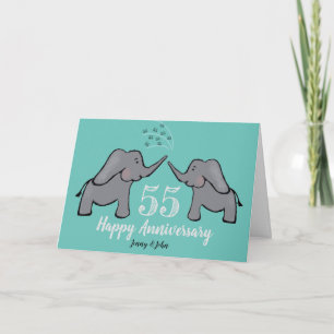 55e smaragdbruiloft schattige olifant kaart