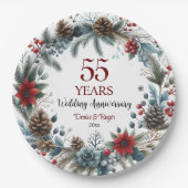 55e smaragdgroene bruiloft Jubileum Elegant Winter Papieren Bordje (Voorkant)