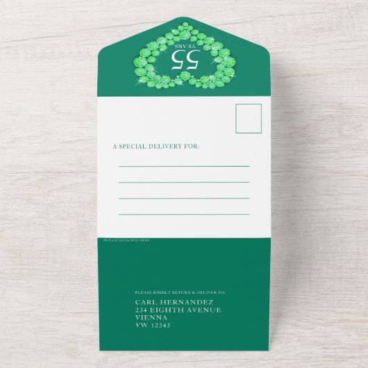 55e smaragdgroene trouwdag RSVP  All In One Uitnodiging (Buitenkant)