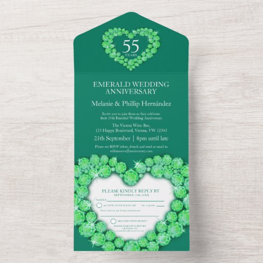 55e smaragdgroene trouwdag RSVP  All In One Uitnodiging (Binnen)