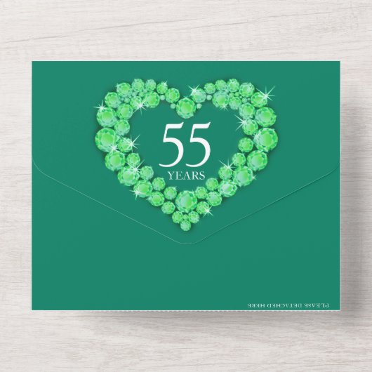 55e smaragdgroene trouwdag RSVP  All In One Uitnodiging (Achterkant)