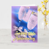 55e trouwdag champagne viering kaart (Gele Bloem)