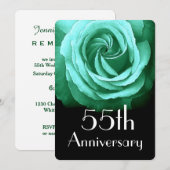 55e trouwdag Emerald Green Rose A02 Kaart (Voorkant / Achterkant)