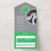 55e trouwdag jubileumring smaragd eeuwigheidsring all in one uitnodiging (Binnen)