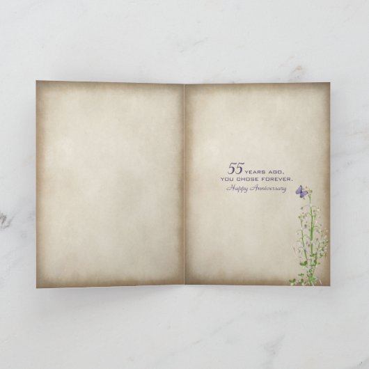 55e trouwdag rots en lilacs kaart (Binnen)