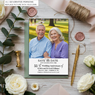 55e trouwjubileum Save the Date-foto Notitiekaartje