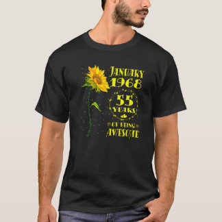 55e verjaardag 55 jaar oude zonnebloem geboren jan t-shirt