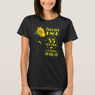 55e verjaardag 55 jaar oude zonnebloem geboren jan t-shirt