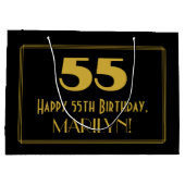 55e verjaardag — Art Deco Geïnspireerde look "55" Groot Cadeauzakje (Achterkant)