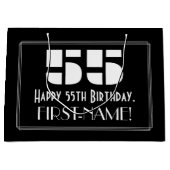 55e verjaardag ~ Art Deco Geïnspireerde look "55" Groot Cadeauzakje (Voorkant)