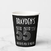 55e verjaardag: Art Deco Style + aangepaste naam Papieren Bekers (Achterkant)