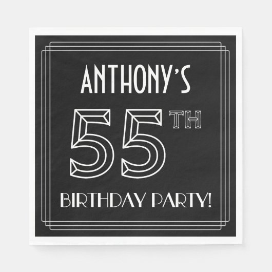 55e verjaardag: Art Deco Style + aangepaste naam Servet (Voorkant)