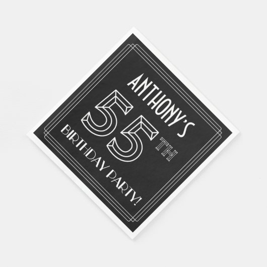 55e verjaardag: Art Deco Style + aangepaste naam Servet (Hoek)