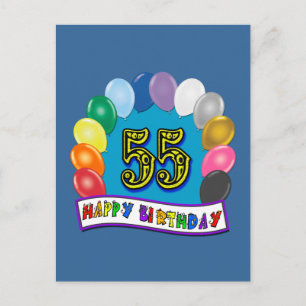 55e verjaardag ballonnen ontwerp briefkaart