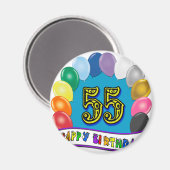 55e verjaardag ballonnen ontwerp magneet (Voorkant / Achterkant)