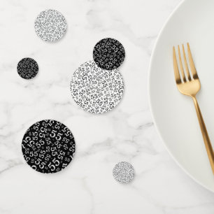 55e verjaardag Cool Nummer Patroon Zwart-wit Confetti