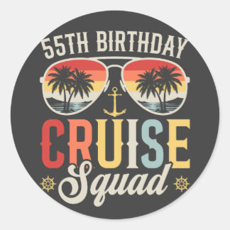55E Verjaardag Cruise Squad Familie Matching Ronde Sticker