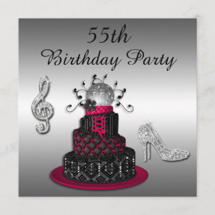 55e verjaardag Disco Diva Cake and Sparkle Heels Kaart
