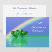 55e verjaardag Emerald Hearts Kaart (Voorkant / Achterkant)