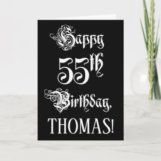 55e verjaardag: Fancy, elegant script + aangepaste Kaart (Voorkant)