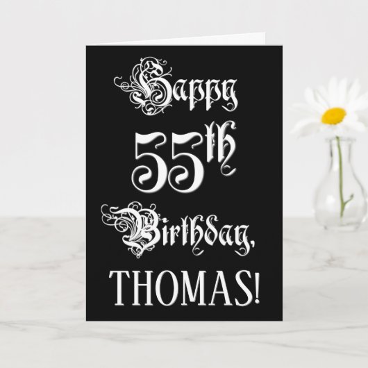 55e verjaardag: Fancy, elegant script + aangepaste Kaart (Kleine Plant)