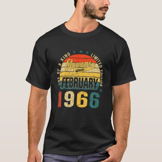 55e verjaardag  februari 1966 55 jaar t-shirt (Voorkant)