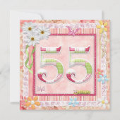 55e verjaardag feest scrapbooking stijl kaart (Voorkant)