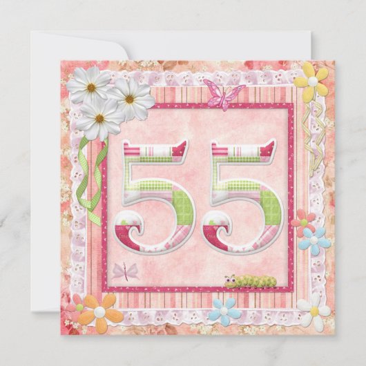 55e verjaardag feest scrapbooking stijl kaart (Voorkant)