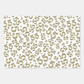 55e verjaardag Gold/White Random Number Pattern 55 Inpakpapier Vel (Voorkant)
