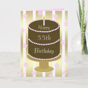 55e verjaardag Kaart Cake in Roze