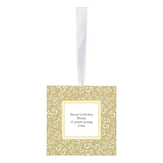 55e verjaardag Keepasblauw Random Number Pattern Kubus Ornament (Rechts)