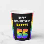 55e verjaardag: kleurrijke regenboog # 55, Naam va Papieren Bekers (Achterkant)