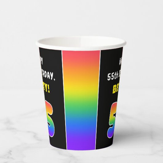 55e verjaardag: kleurrijke regenboog # 55, Naam va Papieren Bekers (Links)