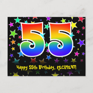 55e Verjaardag: Leuk Sterren Patroon, Regenboog 55 Briefkaart