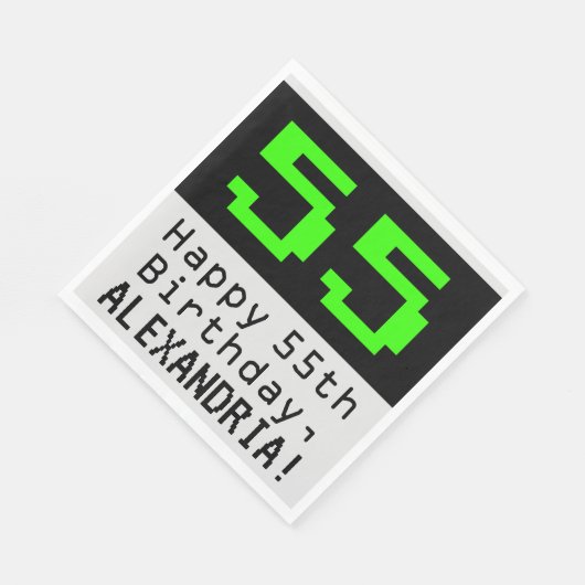 55e verjaardag - nerdy / geeky stijl "55" & naam servet (Hoek)