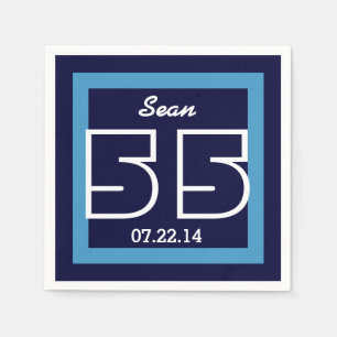 55e verjaardag of ELK JAAR V15 NAVY en WIT Servetten