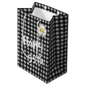 55e verjaardag op Gingham Medium Gift Bag Medium Cadeauzakje (Voorkant Gekanteld)