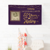 55e verjaardag Paarse en gouden foto Spandoek (Insitu)