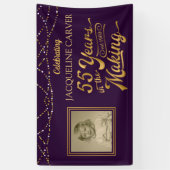 55e verjaardag Paarse en gouden foto Spandoek (Verticaal)