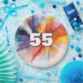 55e verjaardag Paint Blast Papieren Bordje (Feest)