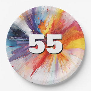 55e verjaardag Paint Blast Papieren Bordje