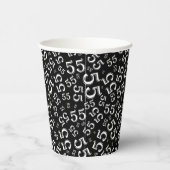 55e verjaardag Random Number Pattern Black/White 5 Papieren Bekers (Rechts)