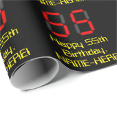 55e verjaardag: Red Digital Clock Style "55" + naa Cadeaupapier (Rol Hoek)