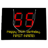 55e verjaardag: Red Digital Clock Style "55" + naa Groot Cadeauzakje (Voorkant)