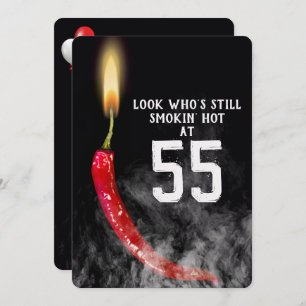 55e verjaardag Red Hot Pepper Candle Kaart